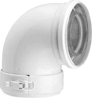 Concentrische bocht 60/100mm WIT 90° (Burgerhout)
